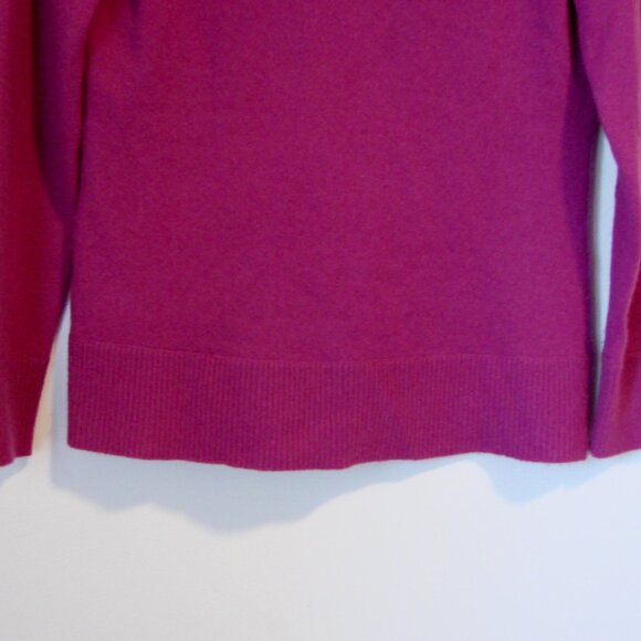Lord & Taylor Cashmere Sweater Fuchsia Pink Shawl Collar Ribbed Size Medium - Picture 9 of 9
